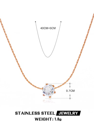 Rose Gold 6 Claw Necklace Stainless steel Cubic Zirconia Geometric Minimalist Necklace