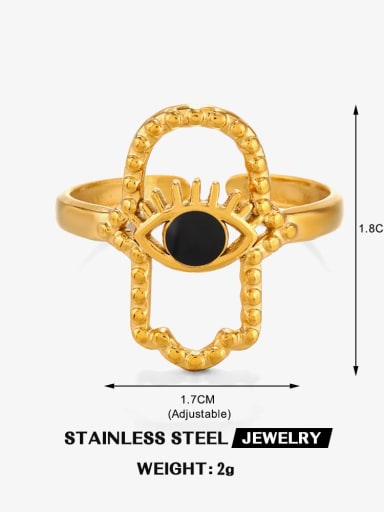 Gold Ring Black Stainless steel Enamel Evil Eye Hip Hop Band Ring