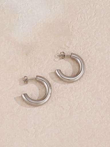 Steel C-shaped earrings Stainless steel Geometric Hip Hop Stud Earring