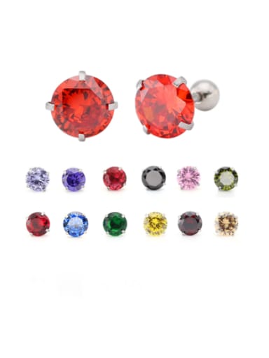 Titanium Steel Cubic Zirconia Round Trend Single Earring(Single-Only One)