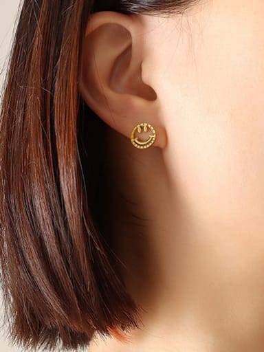 F420 Gold Earrings Titanium Steel Minimalist Smiley  Earring Bracelet and Necklace Set