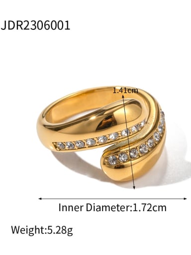 JDR2306001 Stainless steel Cubic Zirconia Geometric Trend Band Ring