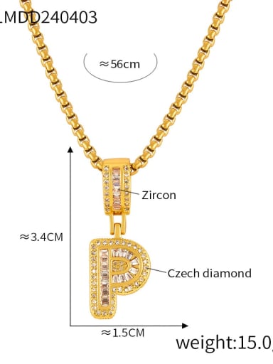 Brass Cubic Zirconia Letter Vintage Necklace