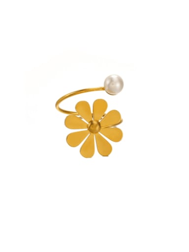 Flower Ring Gold Stainless steel Flower Minimalist Band Ring