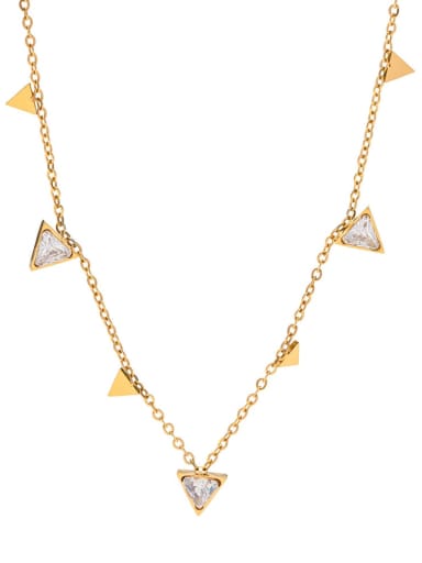 Stainless steel Cubic Zirconia Triangle Vintage Necklace