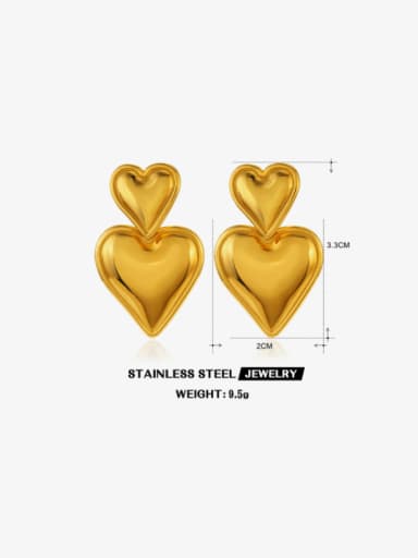 Premium Love Earrings Gold 1 Stainless steel Heart Hip Hop Drop Earring
