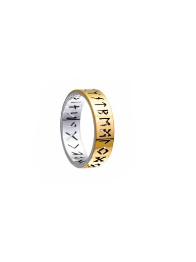 gold Titanium Steel Hollow  Letter Hip Hop Band Ring