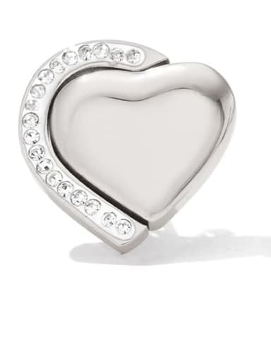 PDE387 Platinum Stainless steel Cubic Zirconia Heart Trend Stud Earring