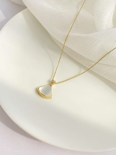 L0143 White Skirt Necklace Gold Titanium Steel Cats Eye Geometric Dainty Necklace