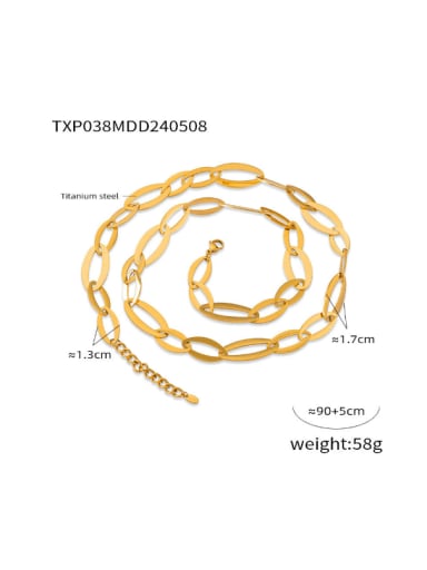 TXP038 Gold Necklace Titanium Steel Cubic Zirconia Hip Hop Geometric Bracelet and Necklace Set