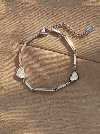 Steel color Bracelet 16 +4cm Titanium 316L Stainless Steel Shell Heart Vintage Bracelet with e-coated waterproof