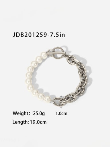 JDB201259 7.5in Stainless steel Imitation Pearl Geometric Vintage Bracelet