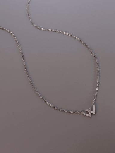 Titanium 316L Stainless Steel Cubic Zirconia Minimalist Letter W  Necklace with e-coated waterproof