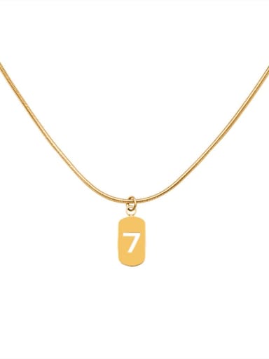 Titanium 316L Stainless Steel Minimalist  Hollow Number 7 Necklace with e-coated waterproof