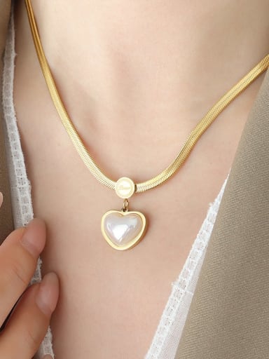 Titanium Steel Glass Stone Heart Trend Necklace