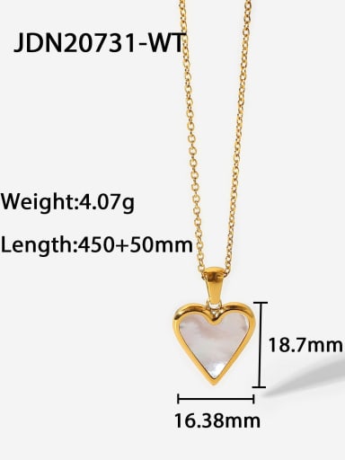 JDN20731 WT Stainless steel Green Heart Trend Necklace