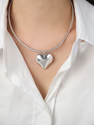 P400 Steel Necklace 40+ 5cm Titanium Steel Heart Trend Necklace