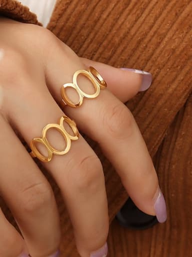 A305 Gold Oval open ring Titanium Steel Geometric Minimalist Band Ring