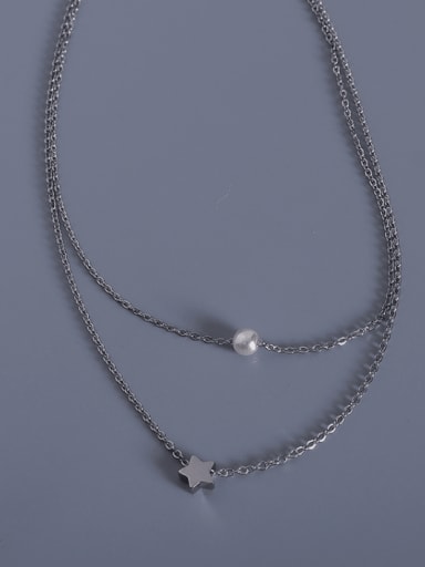 Steel Titanium 316L Stainless Steel Star Minimalist Multi Strand Necklace with e-coated waterproof