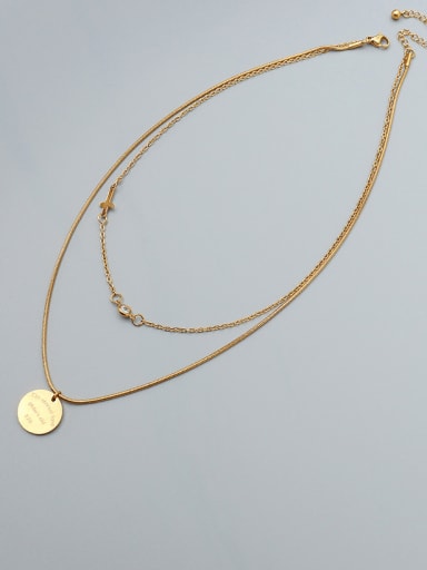 Gold Titanium 316L Stainless Steel Geometric Minimalist Multi Strand Necklace with e-coated waterproof