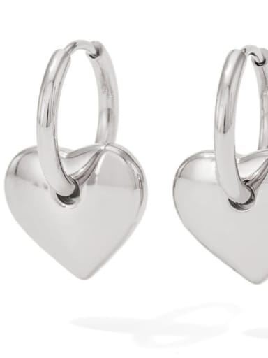 PDE448 Platinum Stainless steel Heart Trend Stud Earring