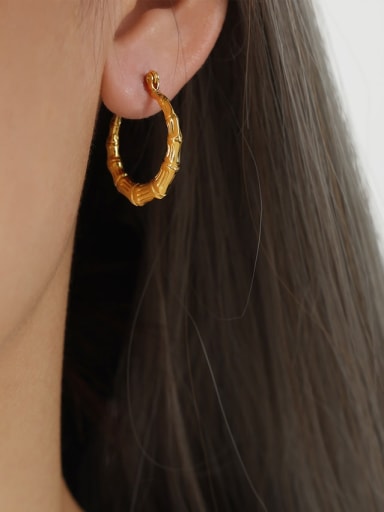F1247 Gold Earrings Titanium Steel C Shape Vintage Hoop Earring