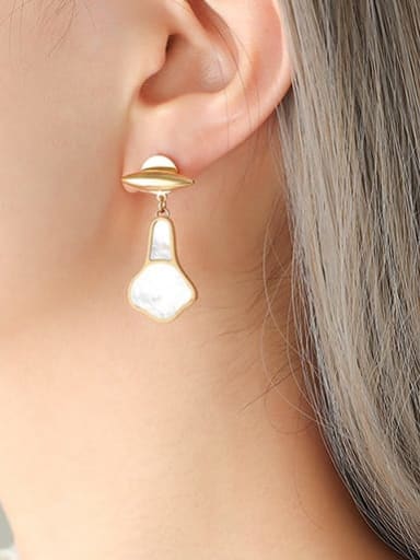 F239 Gold Earrings Titanium Steel Shell Geometric Minimalist Drop Earring