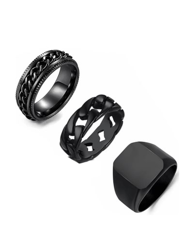 Stainless steel Geometric Hip Hop Stackable Ring Set