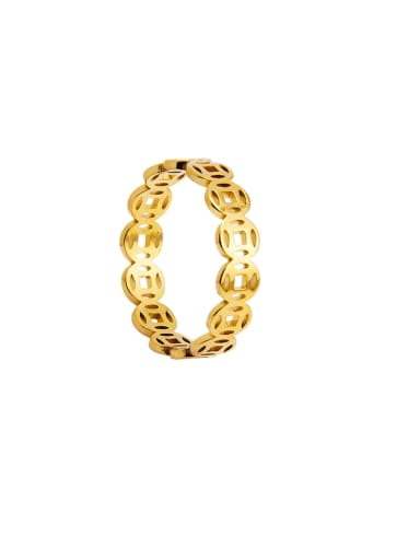 gold Titanium Steel Hollow Geometric Minimalist Band Ring