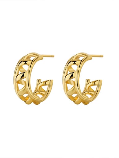 Brass Hollow  Geometric Minimalist Stud Earring