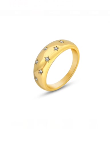 A319 gold star zircon ring Titanium Steel Rhinestone Geometric Minimalist Band Ring