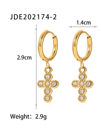 JDE202174 2 Stainless steel Imitation Pearl Cross Trend Earring