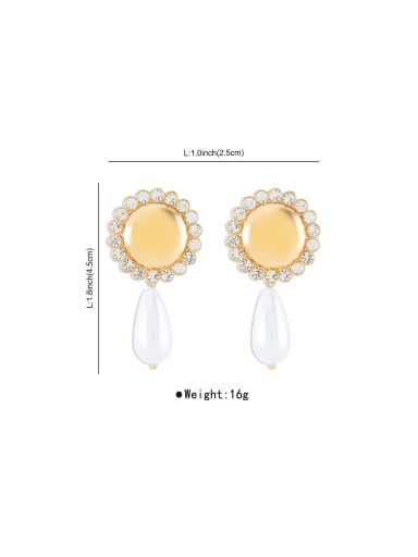 golden Alloy Imitation Pearl Flower Trend Stud Earring