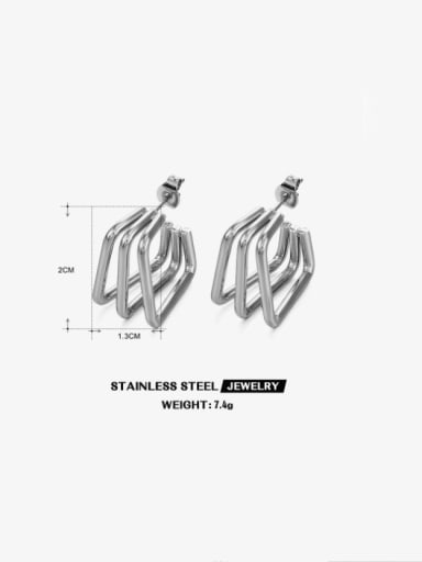 Steel colored geometric earrings Stainless steel Line Geometric Hip Hop Stud Earring