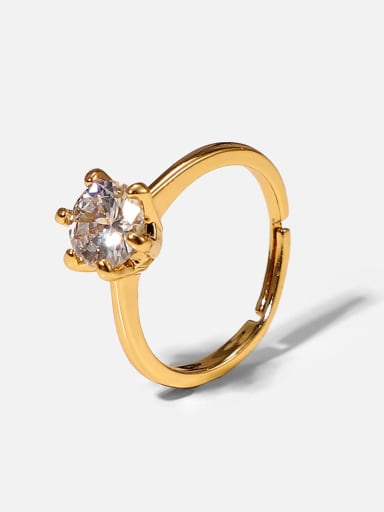 Brass Cubic Zirconia Round Dainty Band Ring