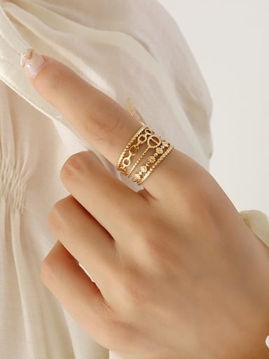 A384 gold multilayer ring Titanium Steel Geometric Vintage Stackable Ring