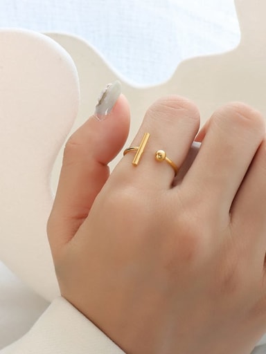 A052 gold T-shaped opening ring Titanium 316L Stainless Steel Geometric Minimalist Band Ring with e-coated waterproof