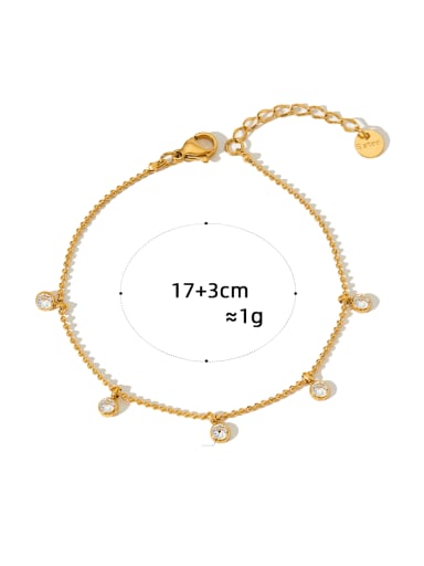 SAK949 Golden +White Stainless steel Rhinestone Geometric Minimalist Link Bracelet