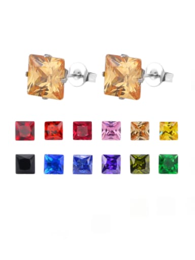 Stainless steel Cubic Zirconia Square Minimalist Single Earring(Single-Only One)