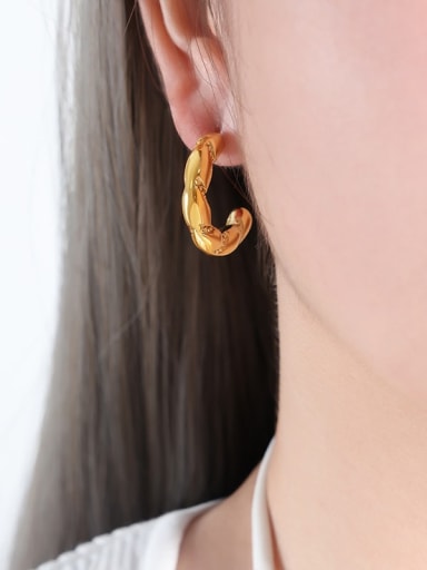 F861 Gold Earrings Titanium Steel Geometric Trend Stud Earring