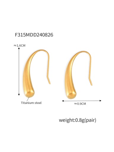 F315 Gold Small Earrings Titanium Steel Water Drop Minimalist Hook Earring