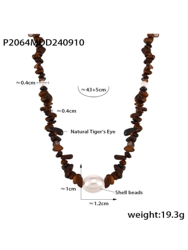 Stainless steel Tiger Eye Irregular Vintage Beaded Necklace