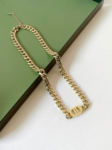 I220 Double D Necklace Gold Titanium Steel Trend Letter Bracelet and Necklace Set