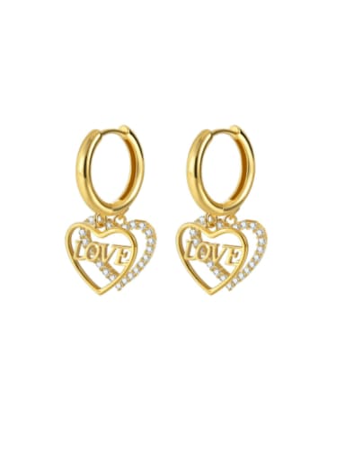 Brass Cubic Zirconia Heart Minimalist Huggie Earring