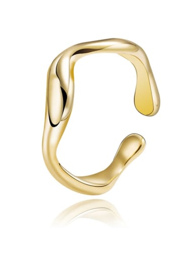 Gold Stainless steel ring with irregular fluid lines