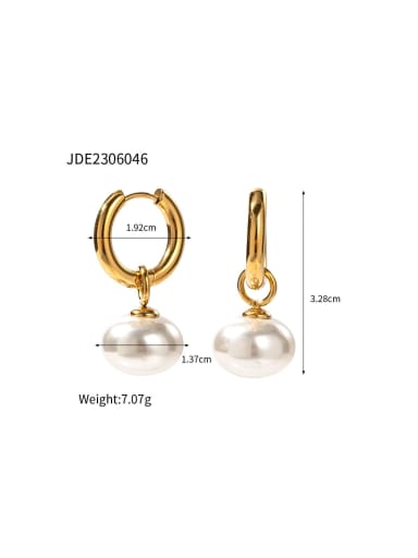 JDE2306046 Stainless steel Imitation Pearl Geometric Trend Stud Earring