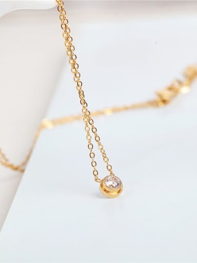 K168 Single Diamond Necklace Gold Titanium Steel Cubic Zirconia Geometric Dainty Necklace
