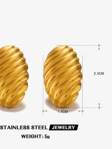 Oval earrings gold 3 Stainless steel Geometric Trend Stud Earring