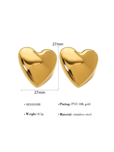 SE010108 Titanium Steel Heart Minimalist Stud Earring