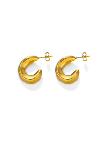 Gold C-shaped earrings Stainless steel Geometric Minimalist Stud Earring